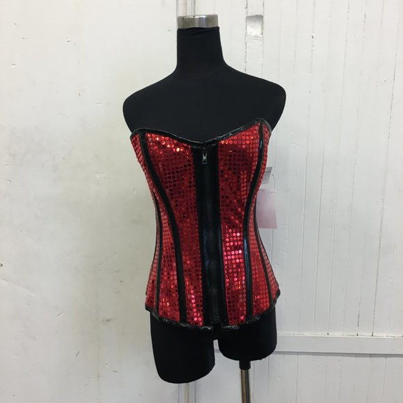 *LAST CHANCE* Red Sequin Overbust Corset - Minor Defect - Picture 2 of 3